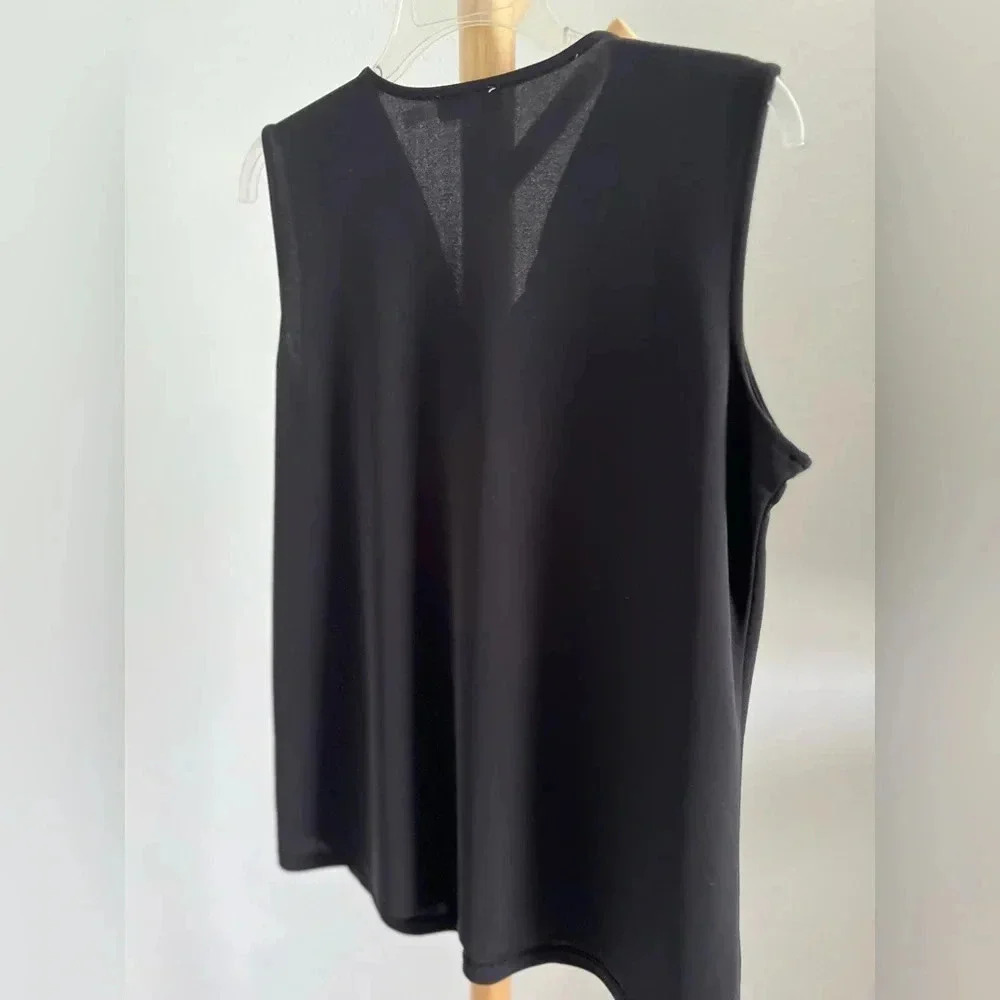 Calvin Klein Women's Embellished-Trim V-Neck Top Black Size Medium - Picture 7 of 7